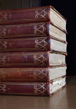 Old books on the desk.の写真素材