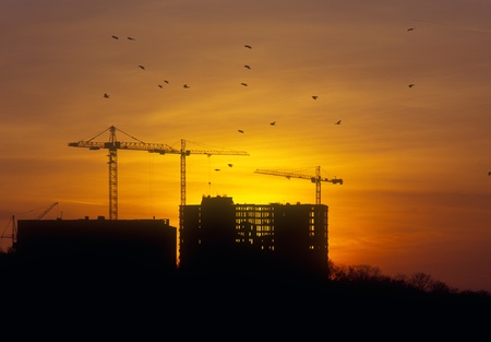 Sunset at the construction site. Please see similar images in my portfolio.の写真素材