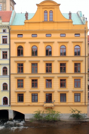 Houses on the water in Prague, Czech Republic.のeditorial素材