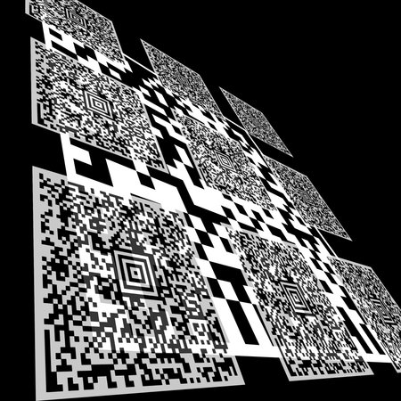 Background composed of Aztec Code and DataMatrix Code barcodes. This Aztec Codes literally...