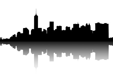 Silhouette of Lower Manhattan on white background.のイラスト素材