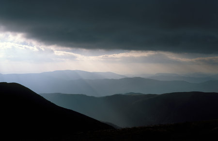 Mountain landscape in Carpathian mountain range, Ukraine.