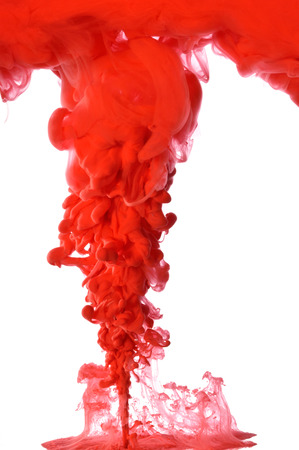 Red paint cloud isolated on white background.の写真素材