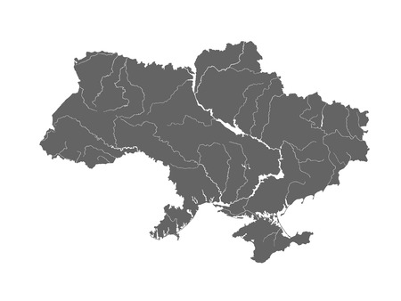 Map of Ukraine in gray color. Rivers are shown.のイラスト素材