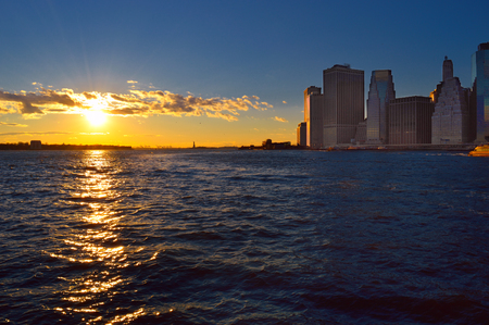 Beautiful sunset over a Lower Manhattan.の写真素材