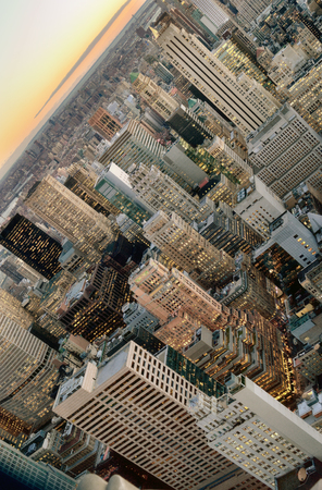 Aerial view of the New York City at evening.の写真素材