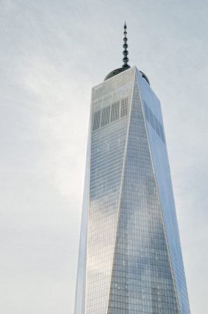 Skyscrapers of Downtown Manhattan at cloudy day.