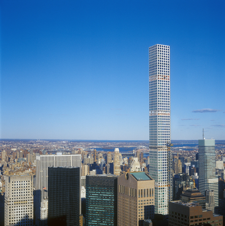 New York City, USA - November 23, 2015: Aerial view of the New York City. 432 Park Avenue - second tallest building in NYC, tallest residential building in the world; 16th-tallest building in the world; 3rd-tallest building in the United States.のeditorial素材