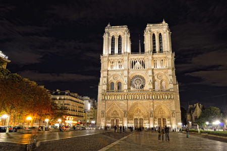 Notre Dame de Paris at night.の写真素材
