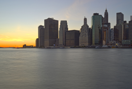 View of the Manhattan skyline at sunset.のeditorial素材
