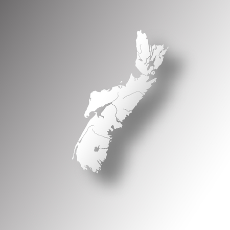 Provinces and territories of Canada - map of Nova Scotia with paper cut effect. Rivers and lakes are shown. Please look at my other images of cartographic series - they are all very detailed and carefully drawn by hand WITH RIVERS AND LAKES.のイラスト素材
