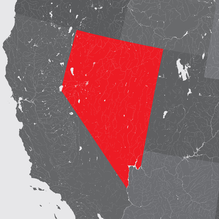 U.S. states - map of Nevada. Hand made. Rivers and lakes are shown. Please look at my other images of cartographic series - they are all very detailed and carefully drawn by hand WITH RIVERS AND LAKES.のイラスト素材