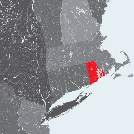 U.S. states - Northeastern United States - Rhode Island - hand made map. Rivers and lakes are shown. Please look at my other images of cartographic series - they are all very detailed and carefully drawn by hand WITH RIVERS AND LAKES.のイラスト素材