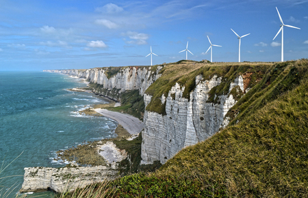 Grat view of the Alabaster cliffs near Fecamp, Normandy, France.の写真素材