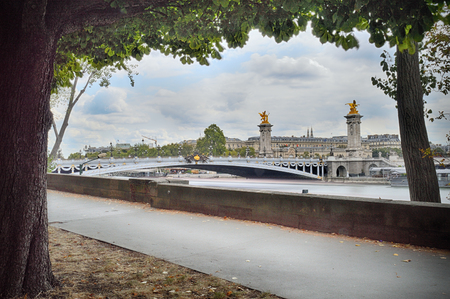 Alexandre III Bridge over the Seine in Paris, France.の写真素材