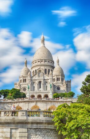 Basilica of Sacre-Coeur in Montmartre, Paris, France - HDR view.のeditorial素材