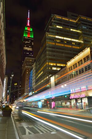 New York City, USA - January 6, 2019: Streets of Manhattan at night. 34th Street.のeditorial素材