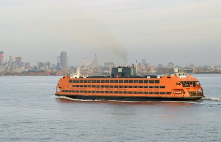 New York City, USA - February 3, 2019: Staten Island Ferry on the East River.のeditorial素材