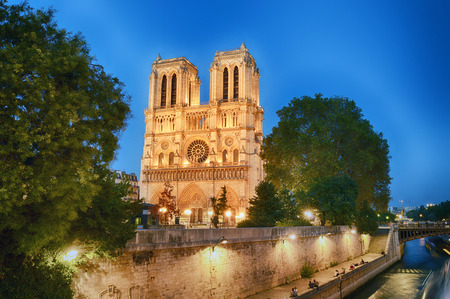 View of Notre Dame de Paris at evening.の写真素材