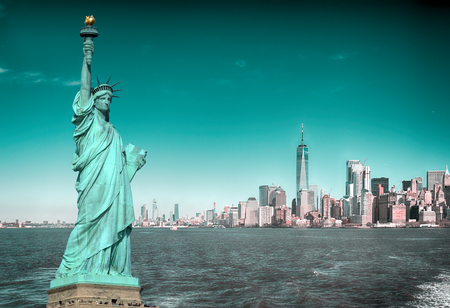 Collage - Manhattah skyline and Statue of Liberty.の写真素材