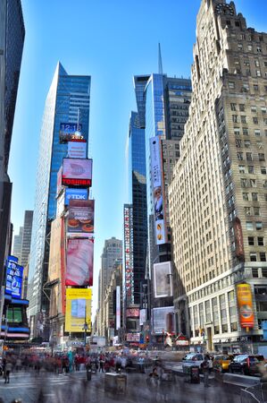New York City, USA - October 20, 2017: Times Square at sunny day taken with long exposure.のeditorial素材