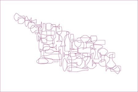 Countries winemakers - stylized maps from silhouettes of wine bottles, glasses and decanters. Map of Georgia (country).のイラスト素材