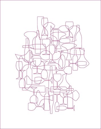 Countries winemakers - stylized maps from silhouettes of wine bottles, glasses and decanters. Map of Germany.のイラスト素材