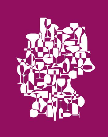 Countries winemakers - stylized maps from silhouettes of wine bottles, glasses and decanters. Map of Germany.のイラスト素材