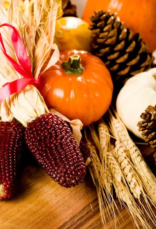 Fall harvest vegetables and grainsの写真素材