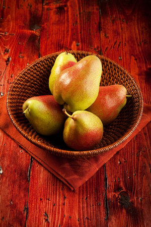 Forelle pears in a rich woody settingの写真素材