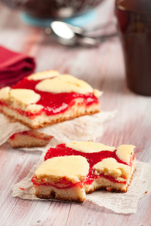 Perfect with coffee or tea fresh cherry barsの写真素材