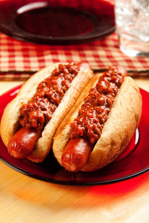 Perfect for the big game, picnic, party or anytime chili dogs!の写真素材