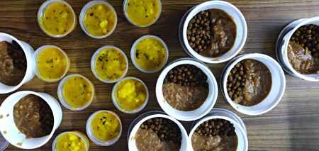 An assorted collection of vegetarian dishes for Indian traditional festivalの写真素材