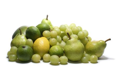 Set of green tasty fruits isolated on white                 の写真素材