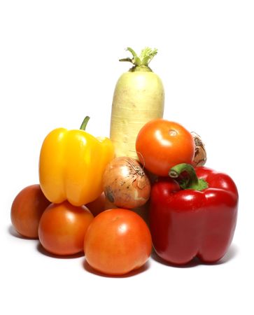 Different fresh tasty vegetables isolated on white background             の写真素材