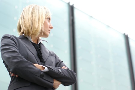 A young blond businesswoman in a formal suitの写真素材