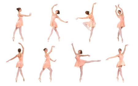 Set of different ballet poses isolated on white.の写真素材
