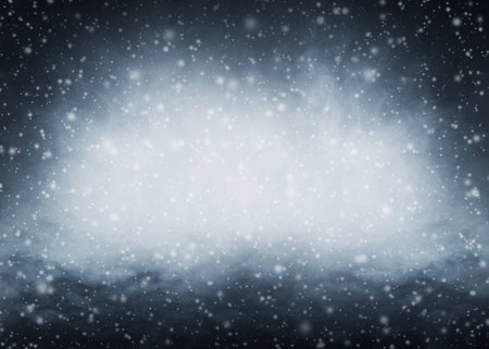 Abstract Christmas background. Smoke and a snowflakes.の写真素材