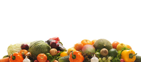Set of different fresh tasty vegetables isolated on whiteの写真素材
