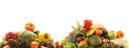 Set of different fresh tasty vegetables isolated on whiteの写真素材