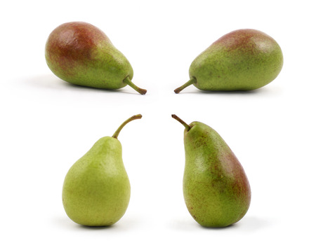 Green pears isolated on white backgroundの写真素材