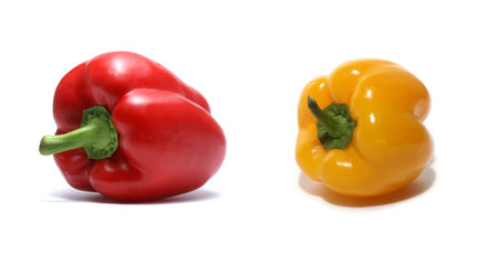 Yellow sweet pepper isolated on white backgroundの写真素材