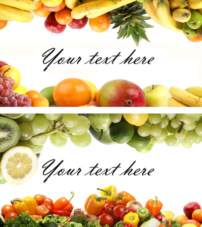 Set of different bright tasty fruits isolated on whiteの写真素材