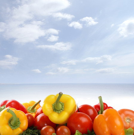 Fresh tasty vegetables isolated on whiteの写真素材