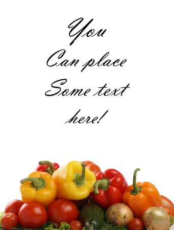 Fresh tasty vegetables isolated on whiteの写真素材