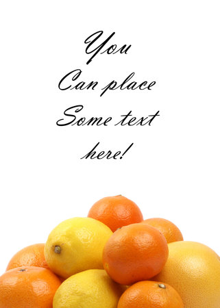 Lemons, grapefruit, tangerines and oranges isolated on white backgroundの写真素材