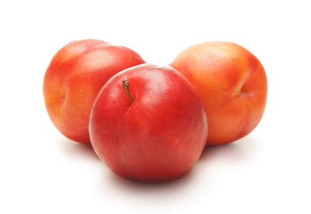 plums isolated on whiteの写真素材