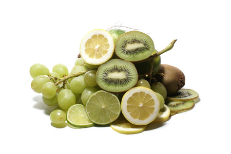 Set of different exotic fruits on white backgroundの写真素材