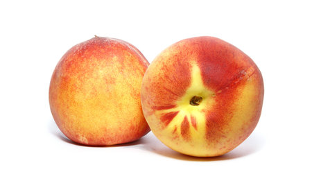 Sweet peach isolated on white backgroundの写真素材