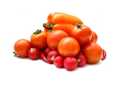 Different fresh tasty vegetables isolated on white backgroundの写真素材